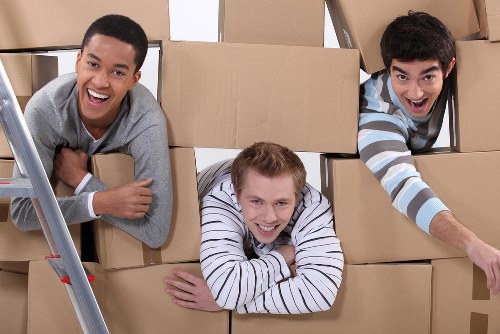 Removal van service beside apartment buildings in the Netherlands