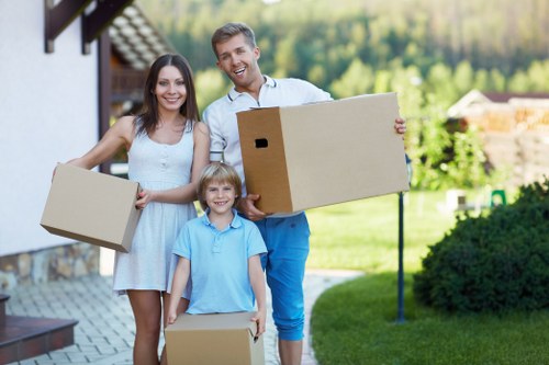 Packed boxes and household items prepared for truck hire service