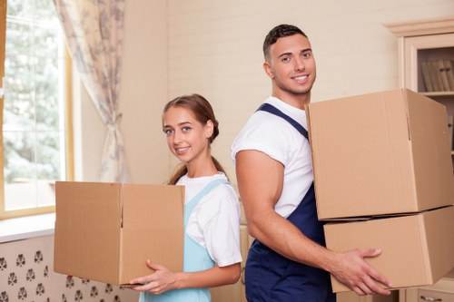 Packed household items prepared for relocation in the Netherlands