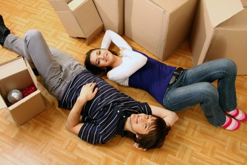 Packed household boxes and furniture prepared for transport in the Netherlands